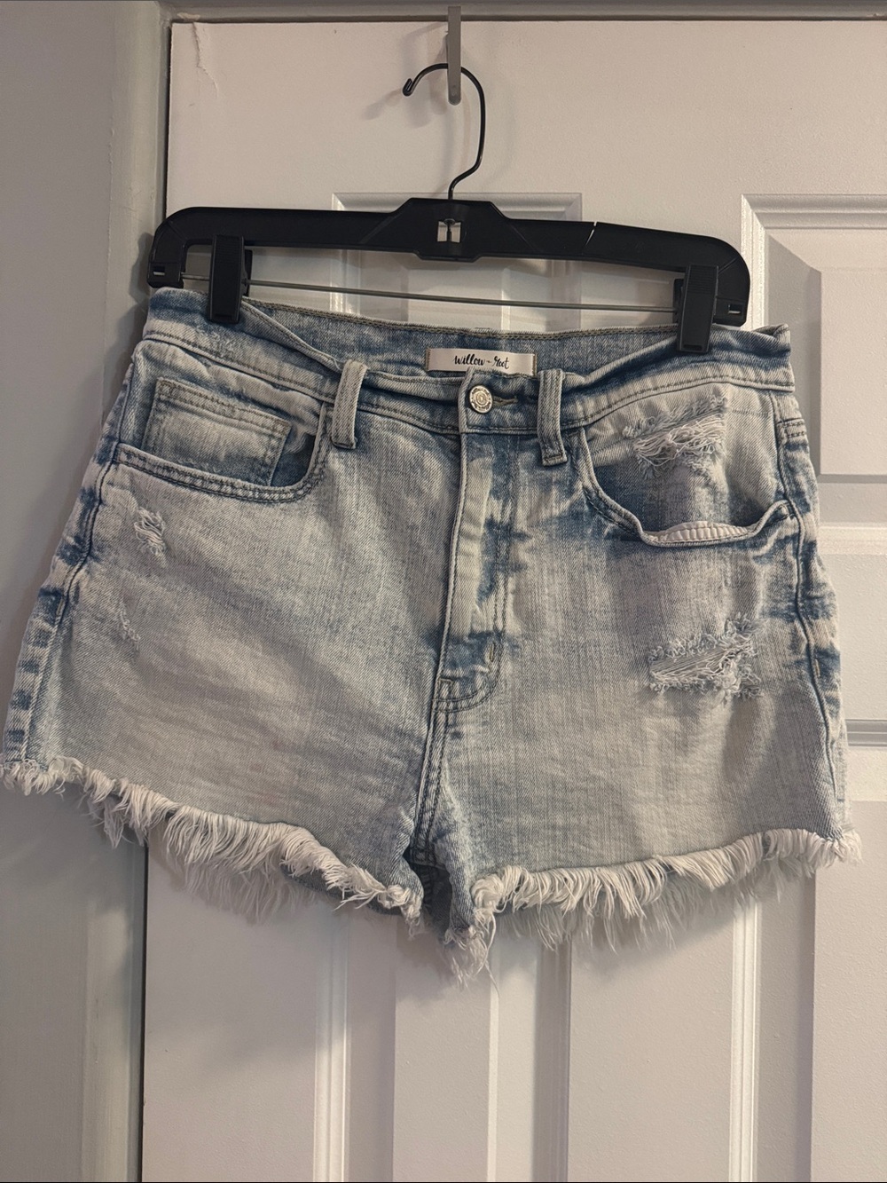 Willow + Root Light Blue Distressed Denim Shorts